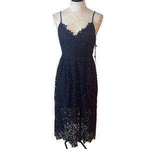 ASTR The Label Midi A-Line Dress Size Medium Navy Blue Lace Sleeveless New